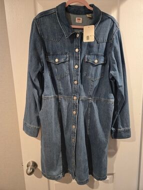 Levi's Medium Blue Denim Button-Front Dress